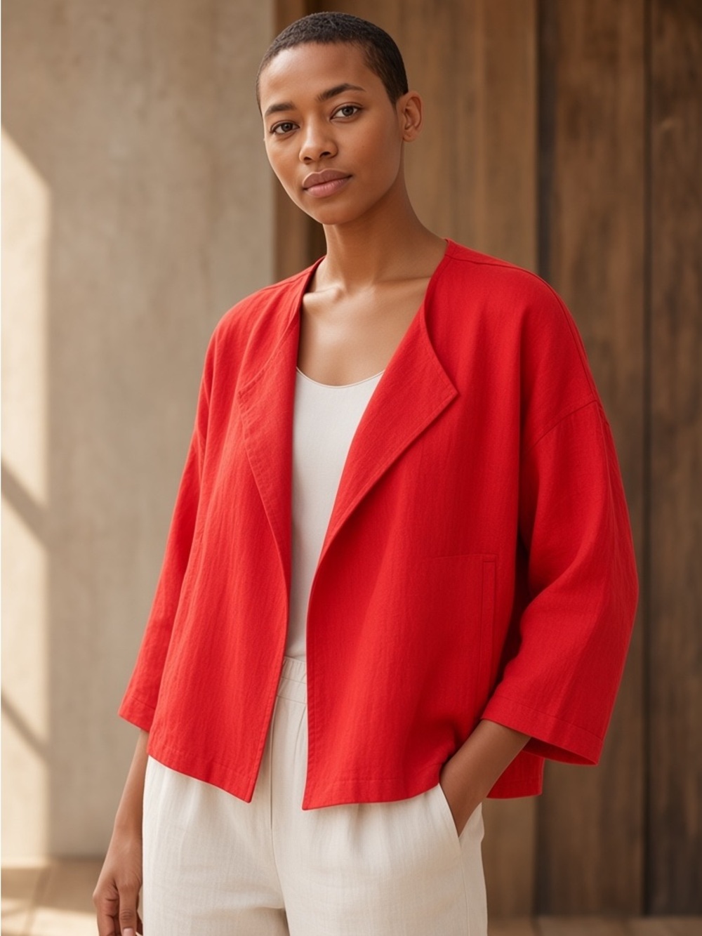 eileen fisher Double Breasted Open Jacket